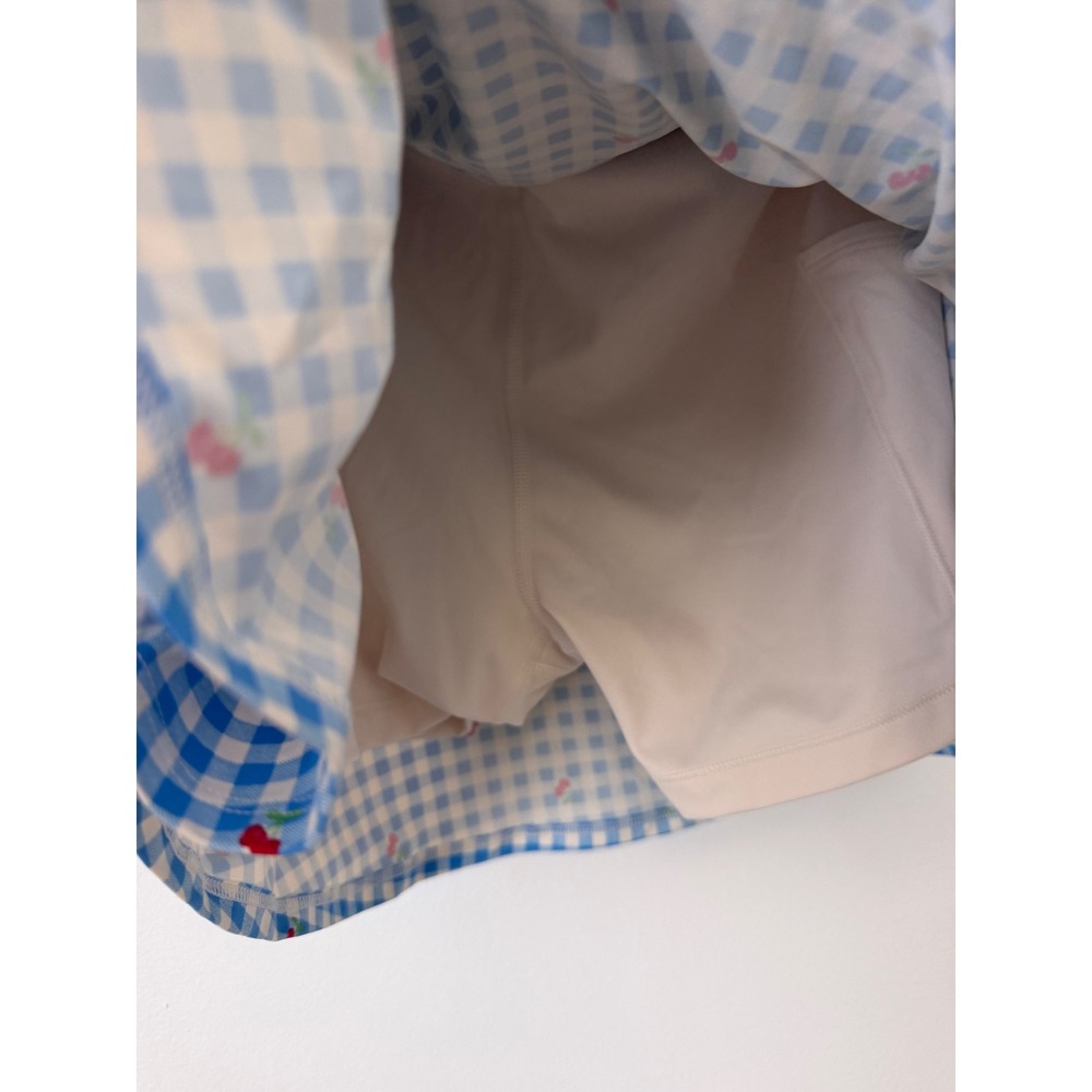 All In Motion Knit Wrap Skort – Blue Gingham Cherry Print – Women's Medium - Picture 3 of 5